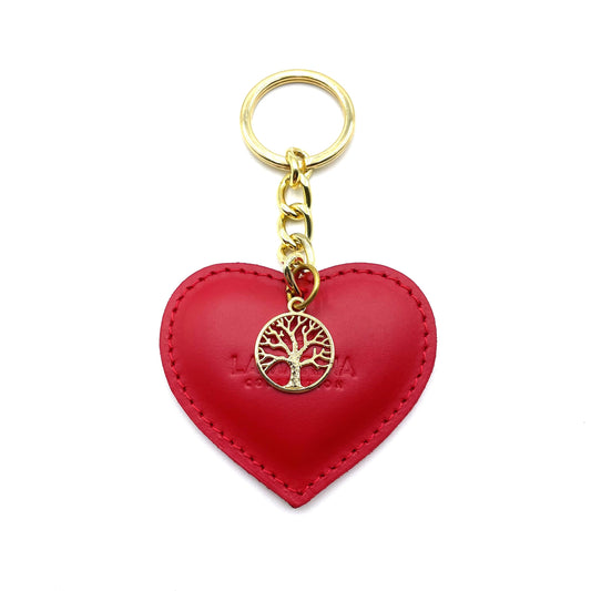 Portachiavi rosso unisex cuore con albero della vita
