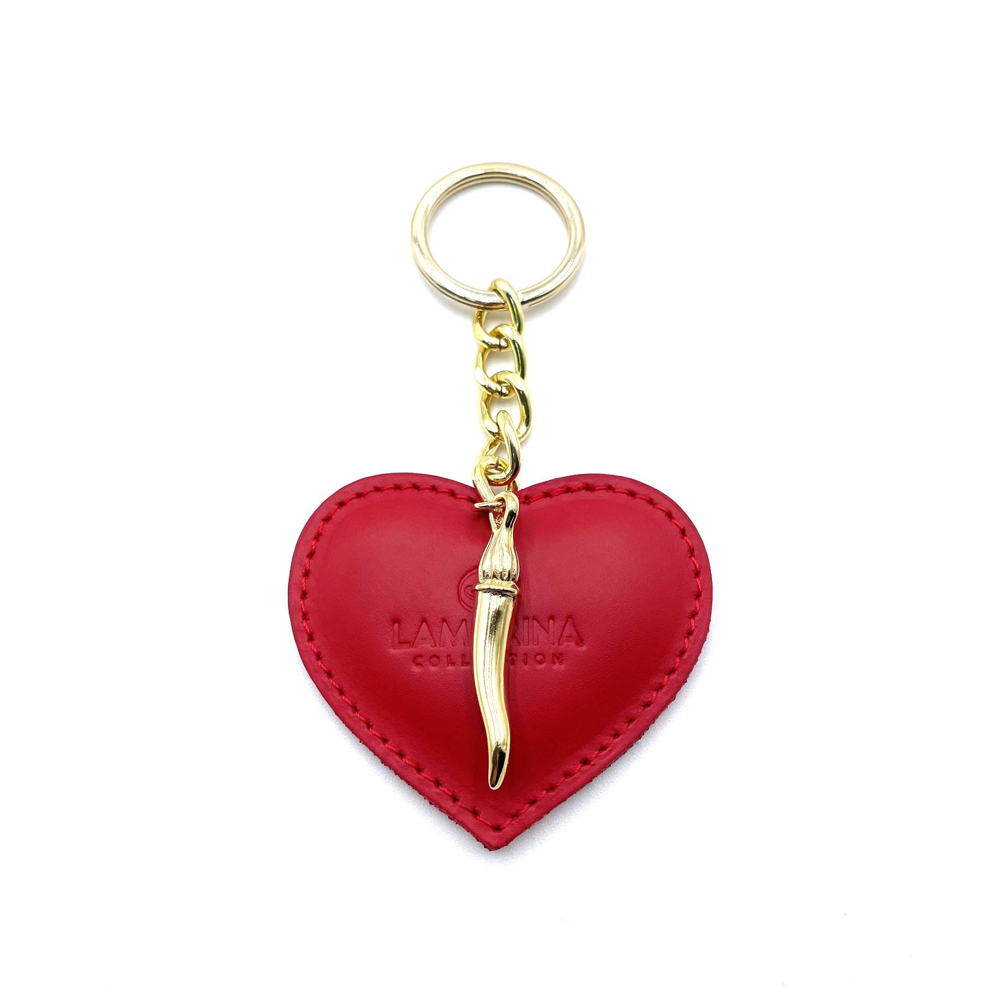 Portachiavi rosso unisex cuore con cornetto