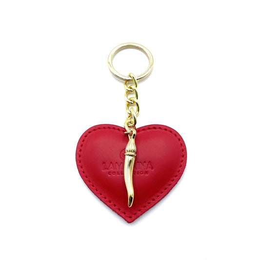 Portachiavi rosso unisex cuore con cornetto