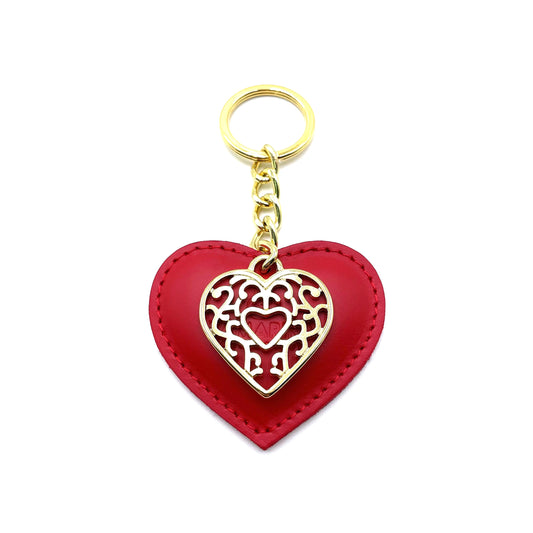 Portachiavi rosso unisex cuore con cuore