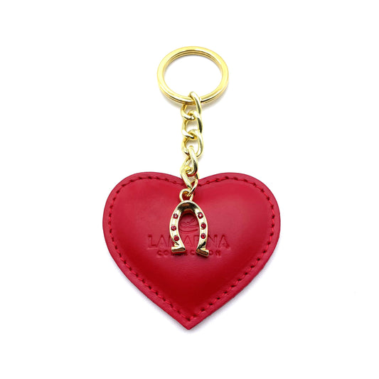 Portachiavi rosso unisex cuore con staffa di cavallo